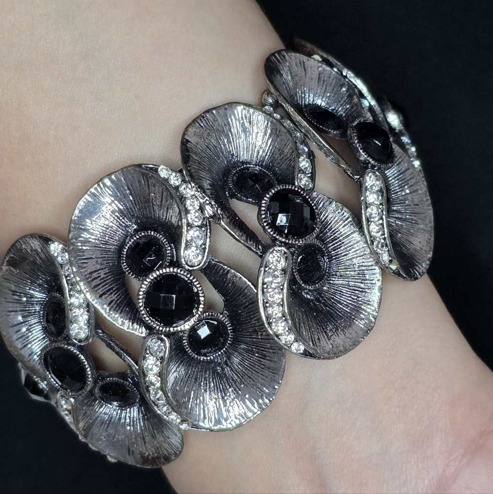 Vintage Silver and Black Statement Bracelet